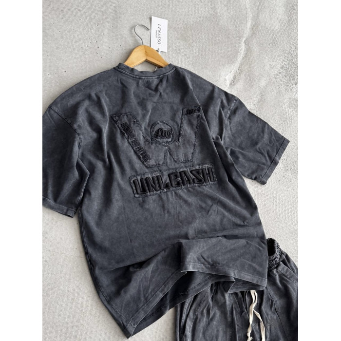 Літній oversize костюм з надписом
