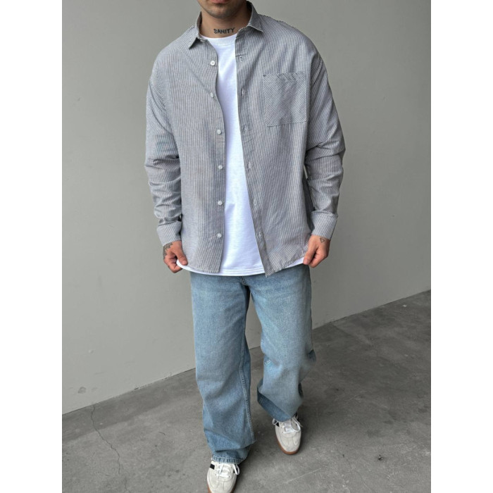 Oversize сорочка у смужку