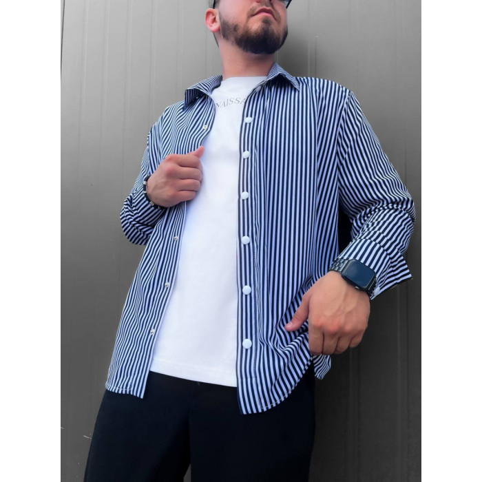 Oversize сорочка у смужку