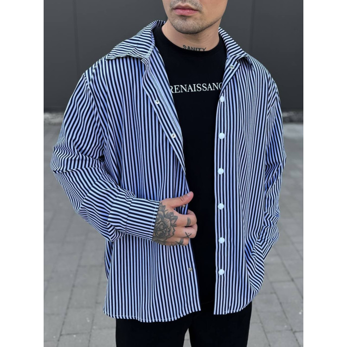 Oversize сорочка у смужку