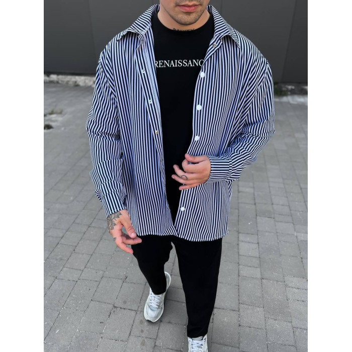 Oversize сорочка у смужку