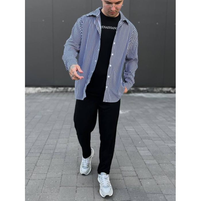 Oversize сорочка у смужку