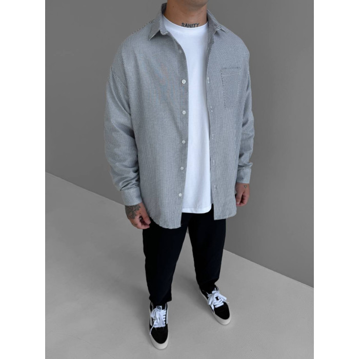 Oversize сорочка у смужку