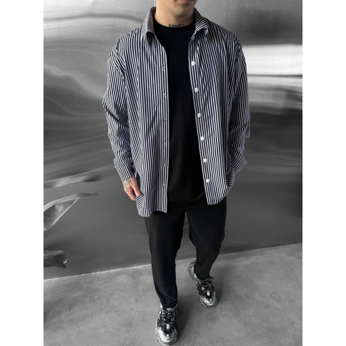 Oversize сорочка у смужку