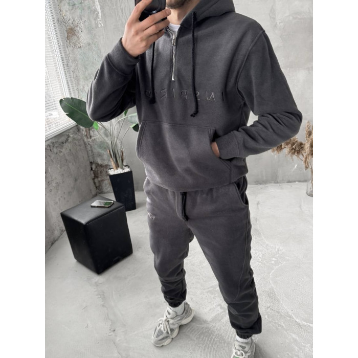 Флісовий oversize костюм з вишивкою