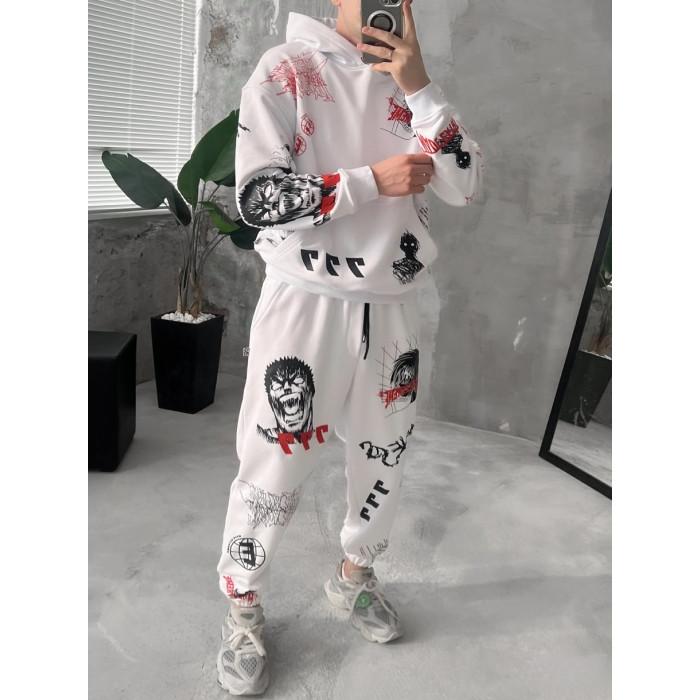 Oversize костюм на флісі з принтом