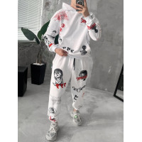 Oversize костюм на флісі з принтом