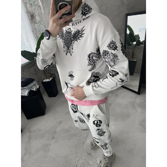 Oversize костюм на флісі з принтом