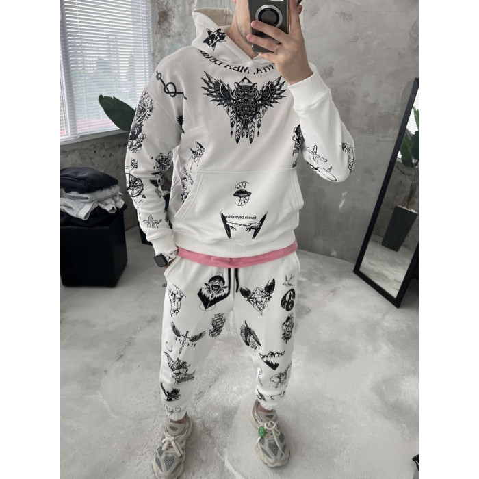 Oversize костюм на флісі з принтом