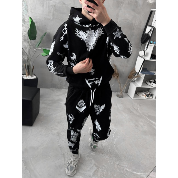 Oversize костюм на флісі з принтом