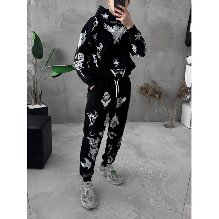 Oversize костюм на флісі з принтом