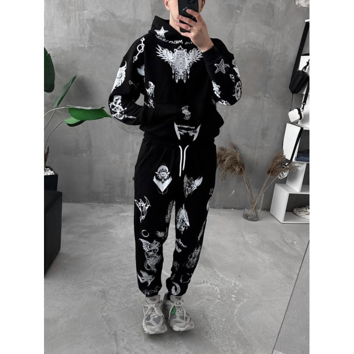 Oversize костюм на флісі з принтом