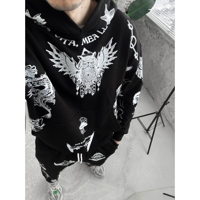 Oversize костюм на флісі з принтом