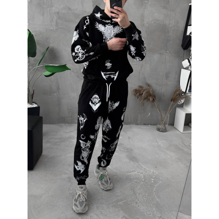 Oversize костюм на флісі з принтом