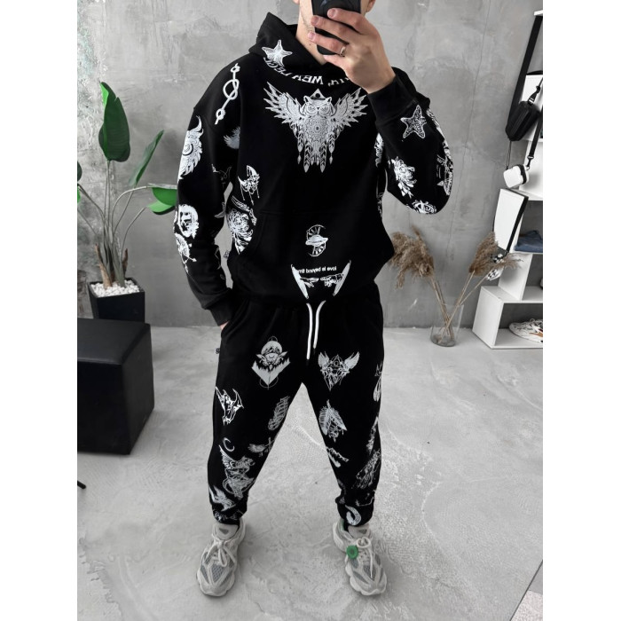 Oversize костюм на флісі з принтом