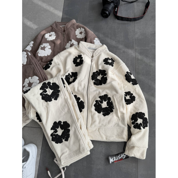 Oversize костюм на флісі з принтом