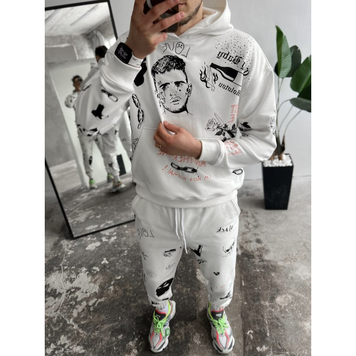 Oversize костюм на флісі з принтом