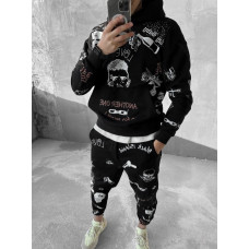Oversize костюм на флісі з принтом