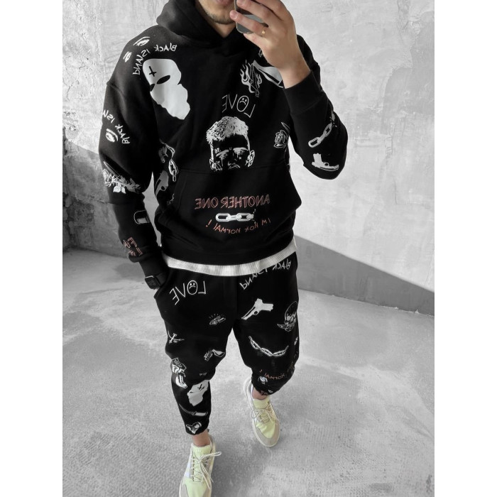Oversize костюм на флісі з принтом