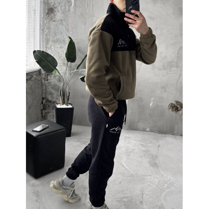 Флісовий oversize костюм з вишивкою