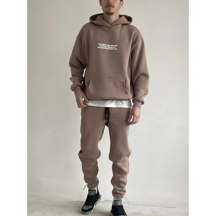 Oversize костюм на флісі з надписом