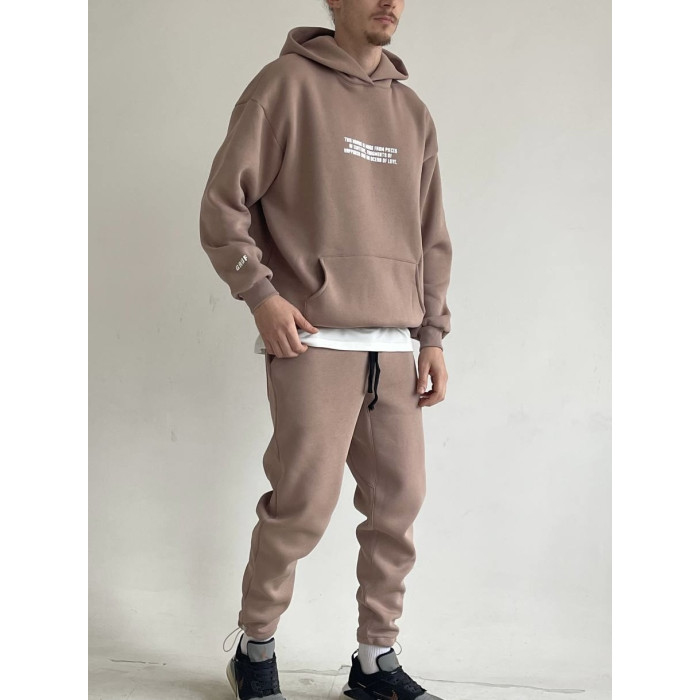 Oversize костюм на флісі з надписом