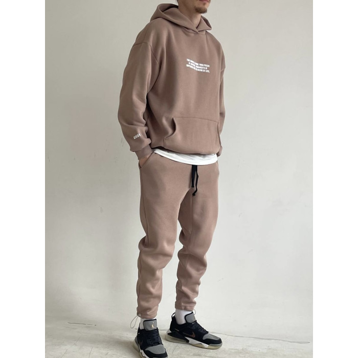 Oversize костюм на флісі з надписом