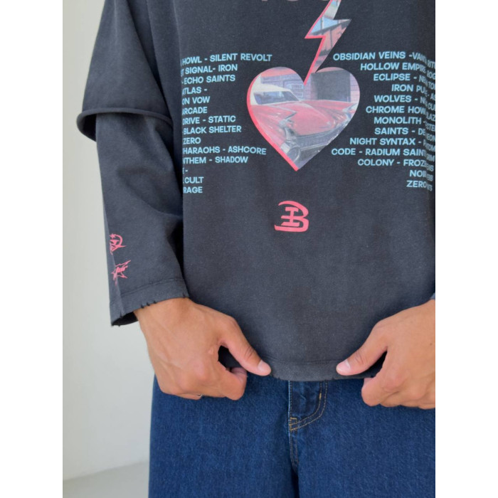 Oversize світшот з імітацією футболки