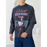 Oversize світшот з імітацією футболки