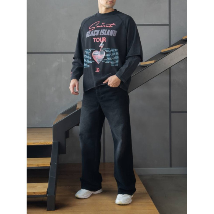 Oversize світшот з імітацією футболки