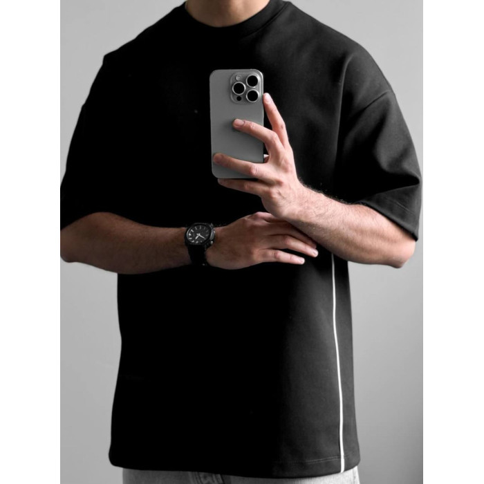 Oversize футболка з акцентною смужкою