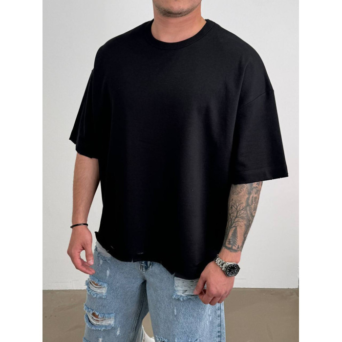 Oversize футболка з необробленим краєм