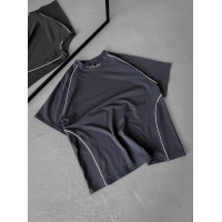 Oversize футболка з акцентною смужкою