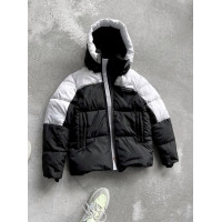 Зимова стьобана куртка oversize з надписом