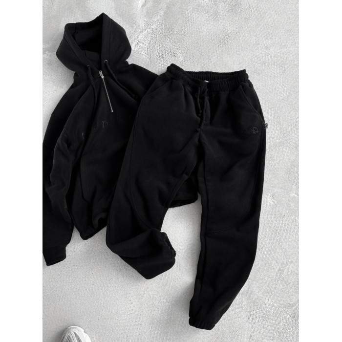 Флісовий oversize костюм з вишивкою