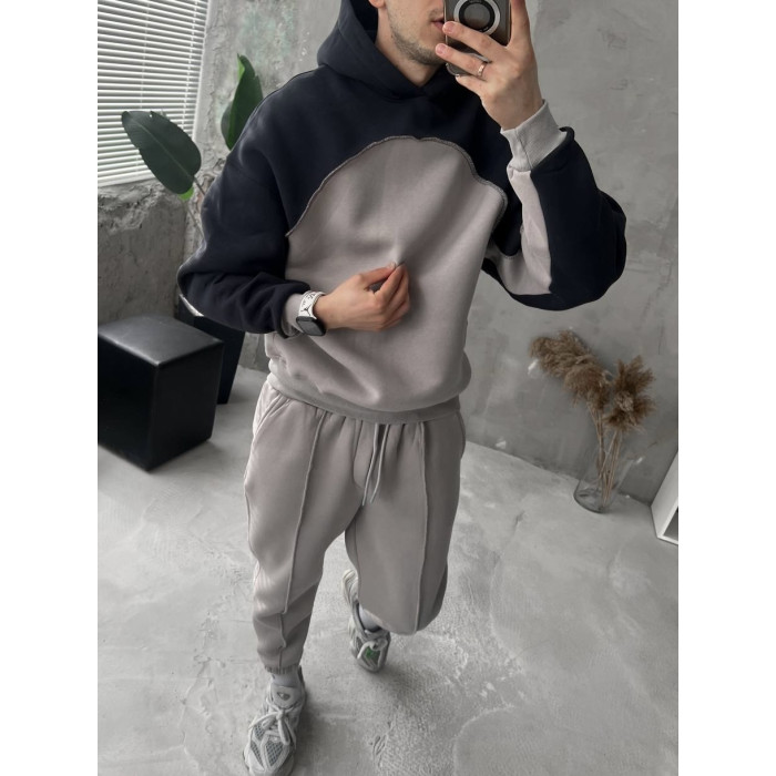 Oversize костюм на флісі з акцентним швом