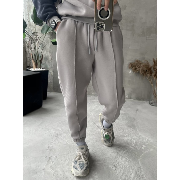Oversize костюм на флісі з акцентним швом