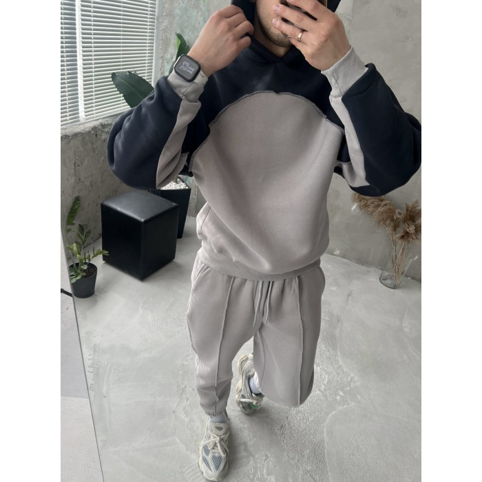 Oversize костюм на флісі з акцентним швом