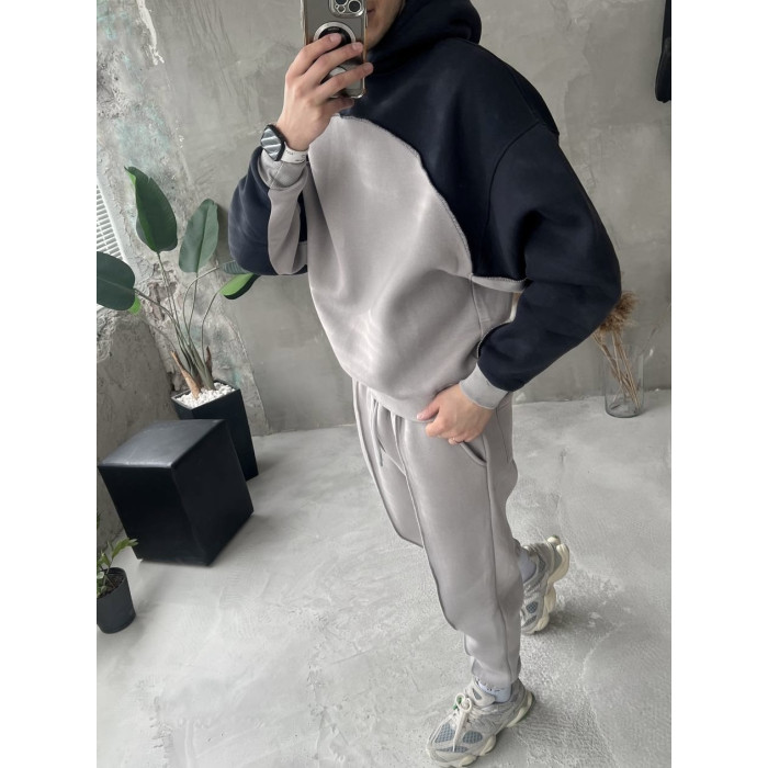 Oversize костюм на флісі з акцентним швом