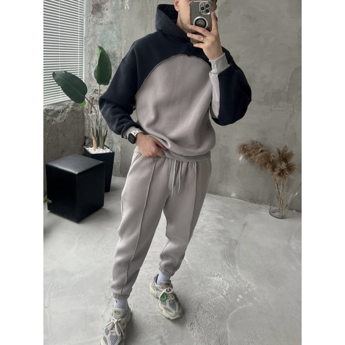 Oversize костюм на флісі з акцентним швом