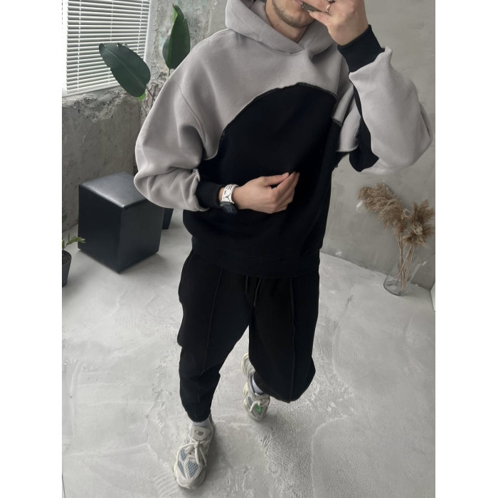 Oversize костюм на флісі з акцентним швом