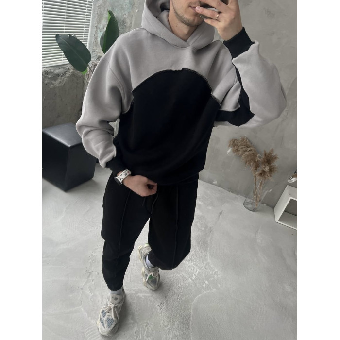 Oversize костюм на флісі з акцентним швом