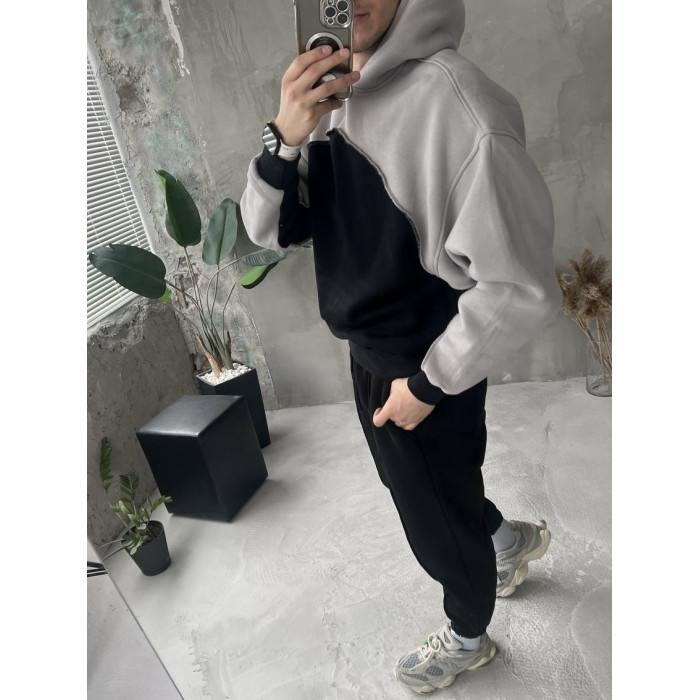 Oversize костюм на флісі з акцентним швом