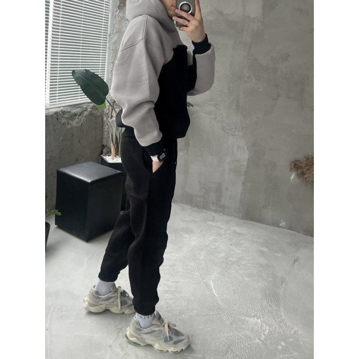Oversize костюм на флісі з акцентним швом