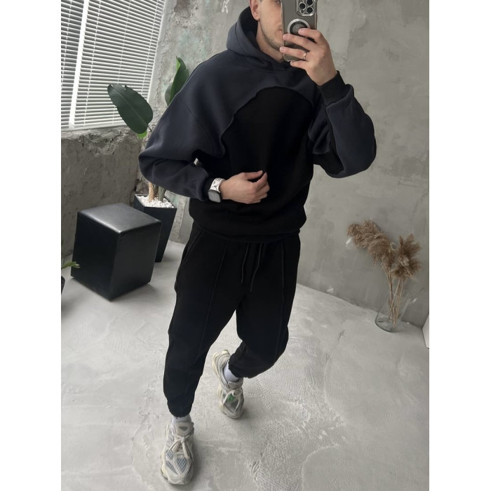 Oversize костюм на флісі з акцентним швом