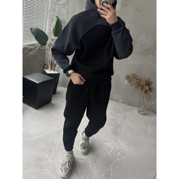 Oversize костюм на флісі з акцентним швом