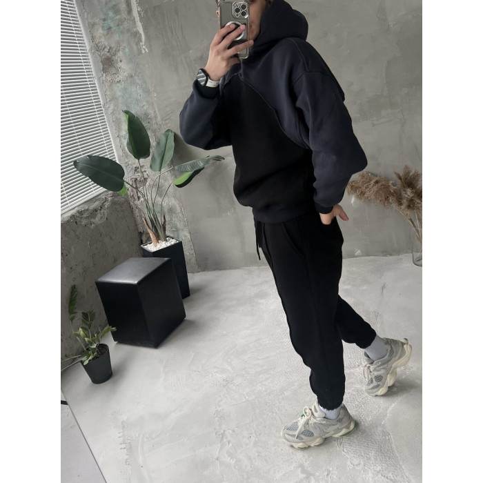 Oversize костюм на флісі з акцентним швом